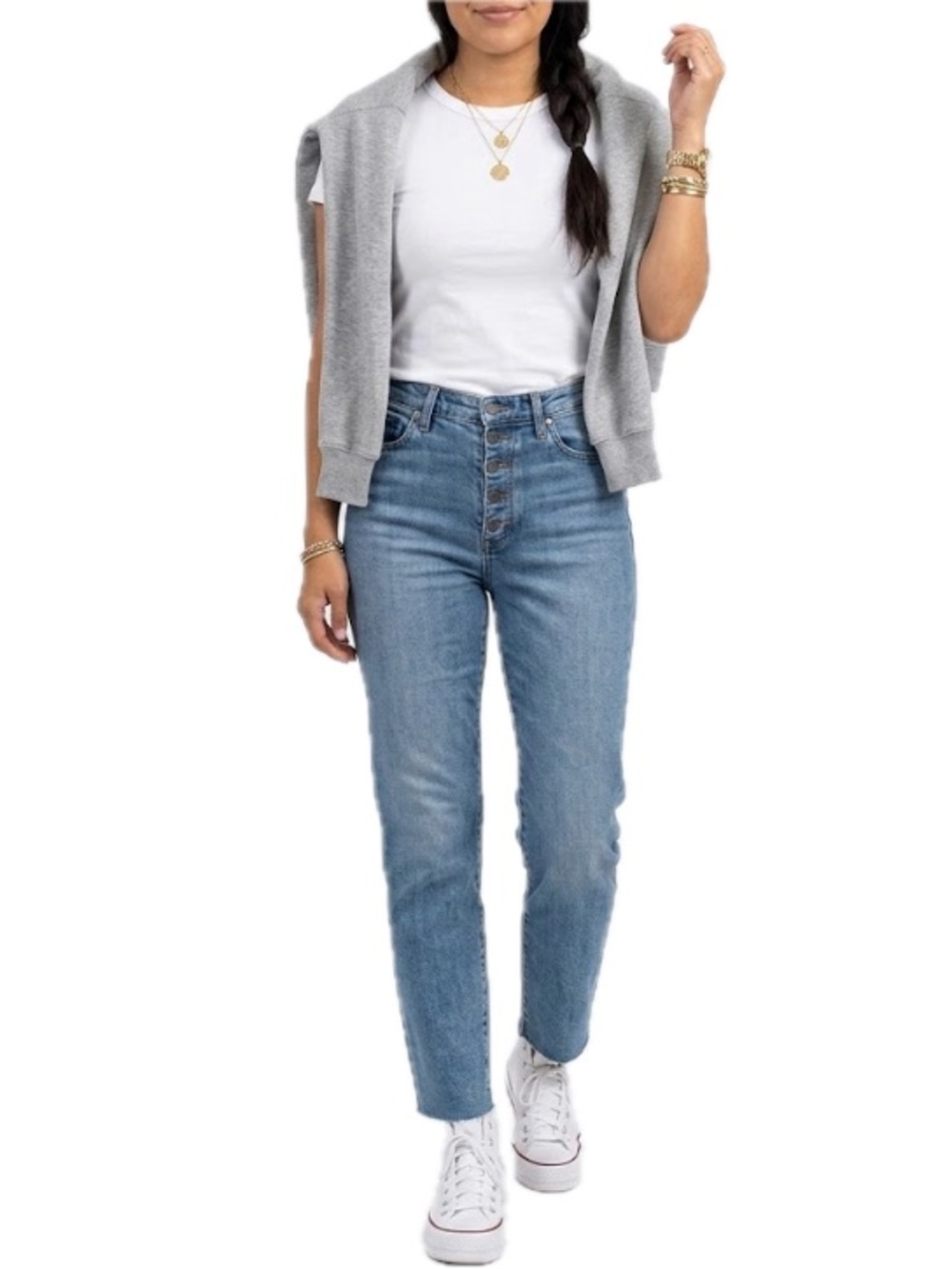 JOE'S JEANS High Rise Straight Crop Jeans Size 28 Raw Hem Button Fly